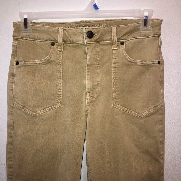 American Eagle Outfitters Womens Medium Tan High Rise Crop Jean Jegging Sz M - Picture 4 of 13